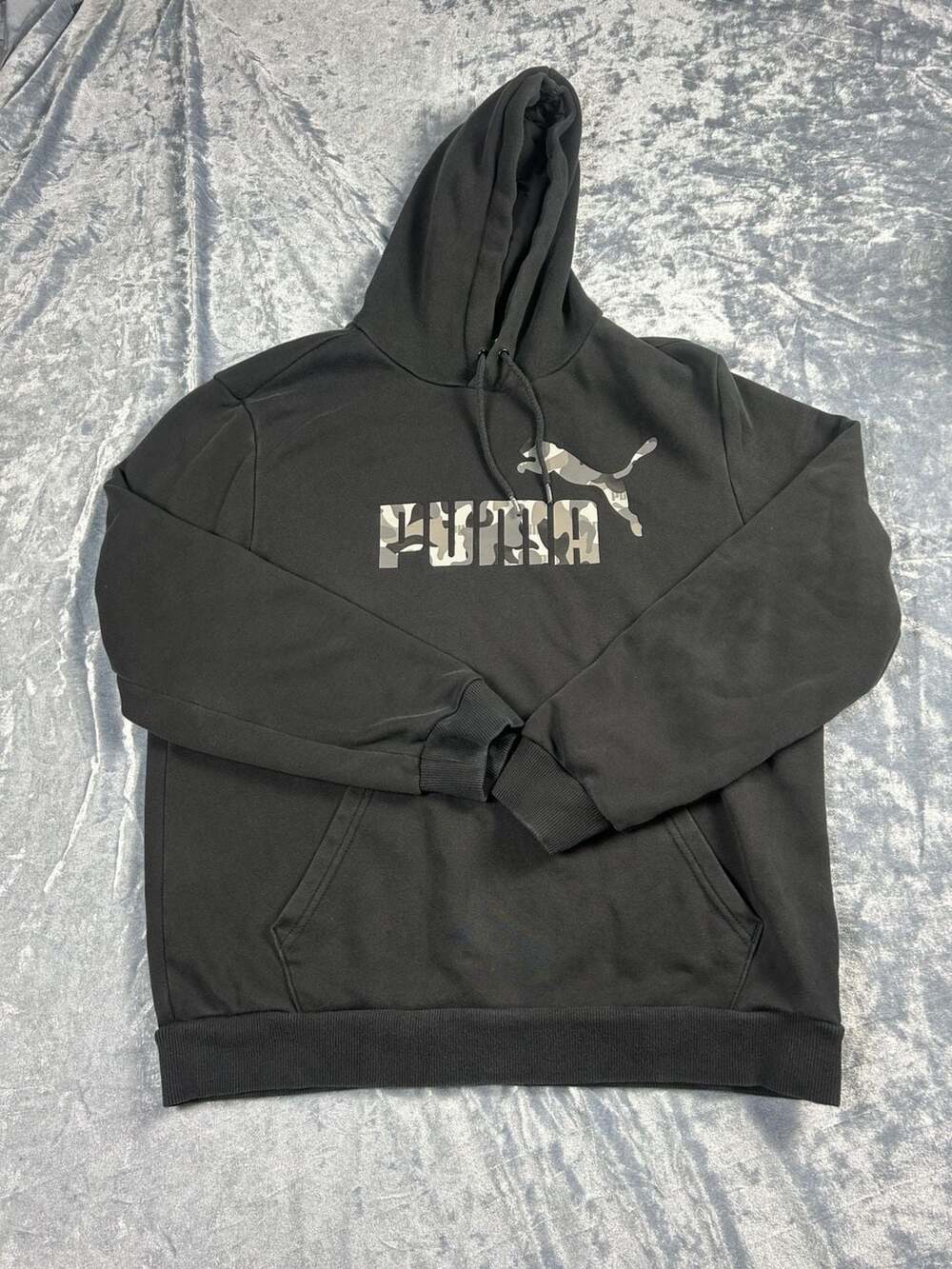 Puma Men's ESS Camo Graphic Pullover Black Hoodie